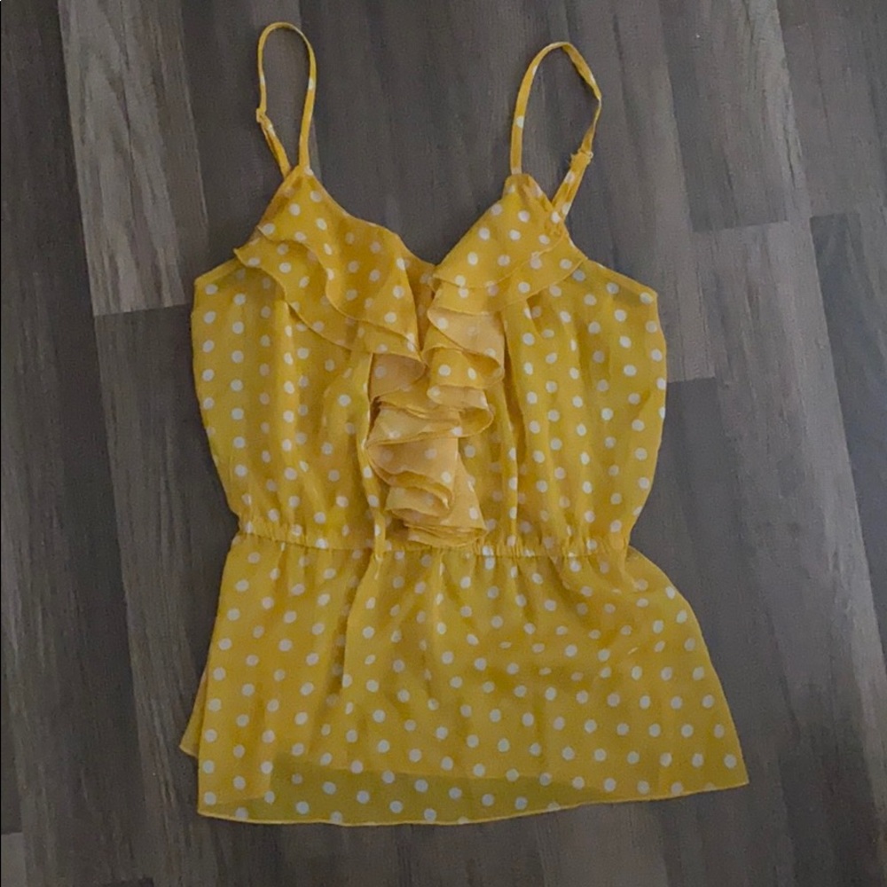 Yellow polka dot spaghetti strap blouse